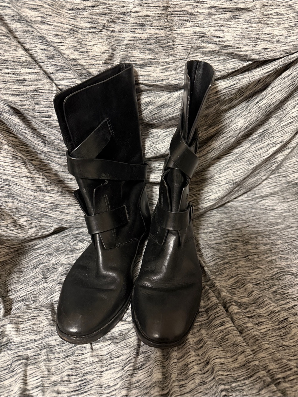 Alexander Wang Black Leather Mid-Calf Strap Boots - Picture 2 of 11